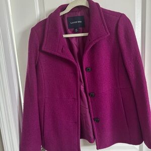 Lands' End Women's Raspberry Wool-Blend Pea Coat